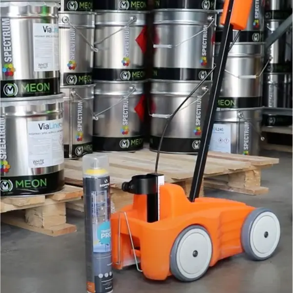 Soppec PureSPRAY Driver™ Aerosol Line Marking Trolley On Site