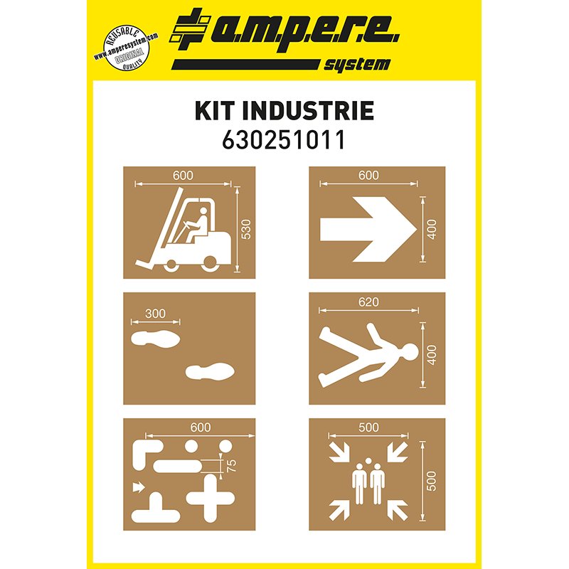 Ampere Industrial Floor Marking Stencil Kit (6 Piece)