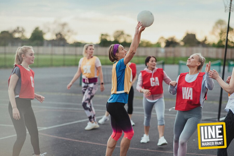 Netball players in a game